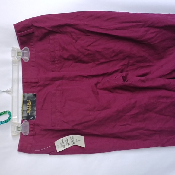 PECK PECK Berry Color Paisley Pattern Crop Capri Pants Size 6 ~Nwt - Picture 4 of 8